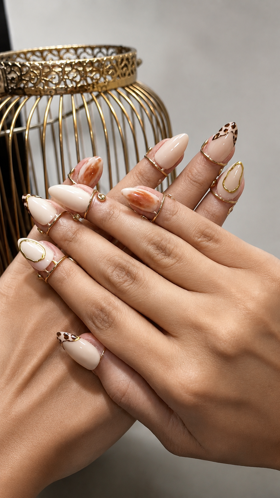 Gold Leopard Nail Ring Set