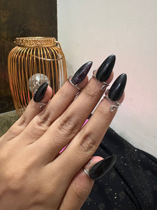 Noir Adjustable (Silver) Nail Ring Set